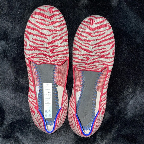 Rothy’s Girl Size 4 Red Cream Zebra Loafers Retired Color - Limited - Picture 3 of 7